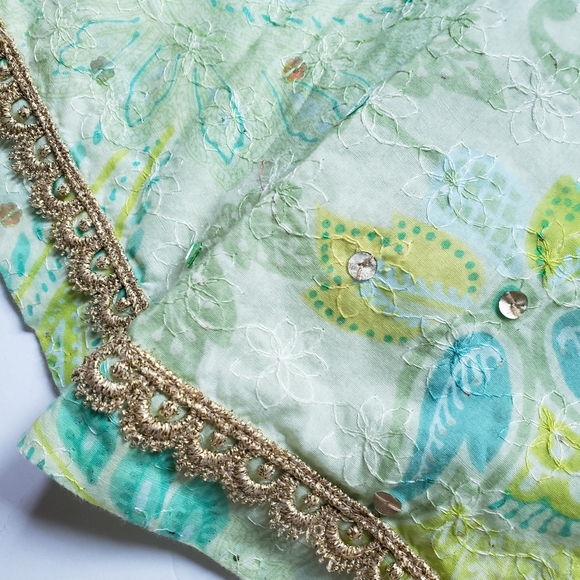 Express Floral Midi Skirt Women's Size 10 Green Flowy Detail - Picture 8 of 11